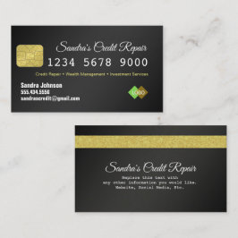 Kreditkarte Black and Gold Glitzer Business Card Visitenkarte