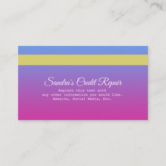 Kreditkarte Blue und Pink Glitzer Business Card Visitenkarte (Rückseite)