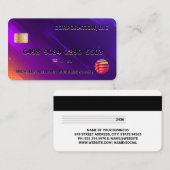 Kreditkarte | Digitaler Lila Orangenhintergrund Visitenkarte (Vorne/Hinten)