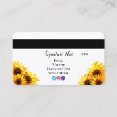 Kreditkarte für Sonnenblumen Visitenkarte (Rückseite)