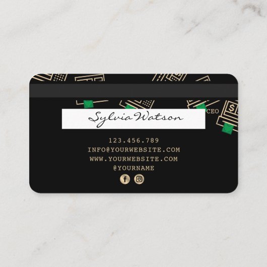 Kreditkarte Geldautomat Visitenkarte (Rückseite)