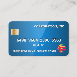 Kreditkarte   Glossblau Visitenkarte