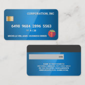 Kreditkarte | Glossblau Visitenkarte (Vorne/Hinten)