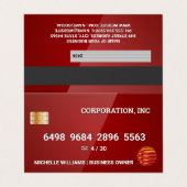 Kreditkarte | Glossrot Visitenkarten (Außenseite Aufgefaltet)