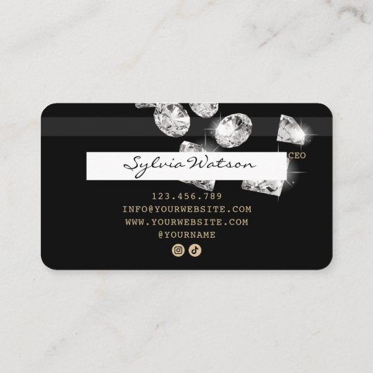 Kreditkarte Gold Diamonds Social Media Visitenkarte (Rückseite)