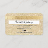 Kreditkarte Gold Glitzer Haar-Monogramm Visitenkarte (Rückseite)