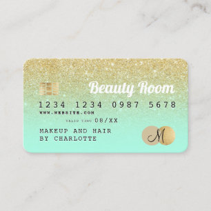 Kreditkarte Gold Glitzer Schönheitspinte Monograf Visitenkarte