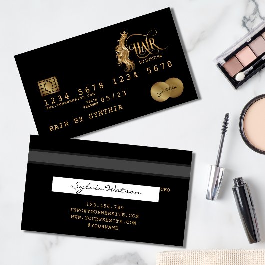 Kreditkarte Gold Hair Stylist gestylt Visitenkarte