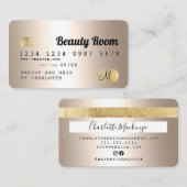 Kreditkarte Gold Metallische Schönheit Monogramm Visitenkarte (Vorne/Hinten)