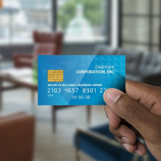 Kreditkarte | Karte der Welt | Geometrisblau