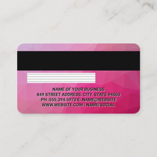 Kreditkarte | Magenta Geometrischer Hintergrund Visitenkarte (Rückseite)