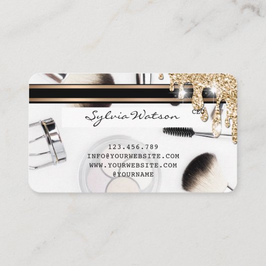 Kreditkarte Makeup Artist Gold Tropfen Visitenkarte (Rückseite)