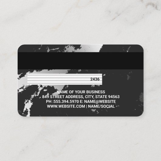 Kreditkarte | Metallic | Marmor Visitenkarte (Rückseite)
