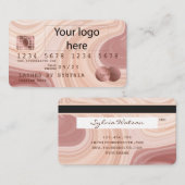 Kreditkarte Moderne rosafarbene Marmor Logo hinzuf Visitenkarte (Vorne/Hinten)
