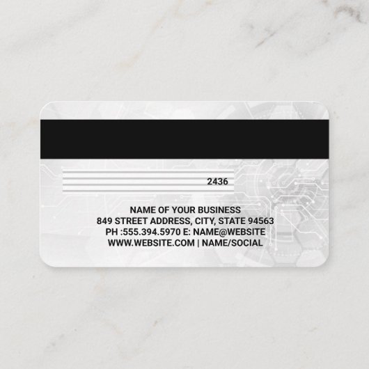 Kreditkarte | Moderner technischer Hintergrund Visitenkarte (Rückseite)