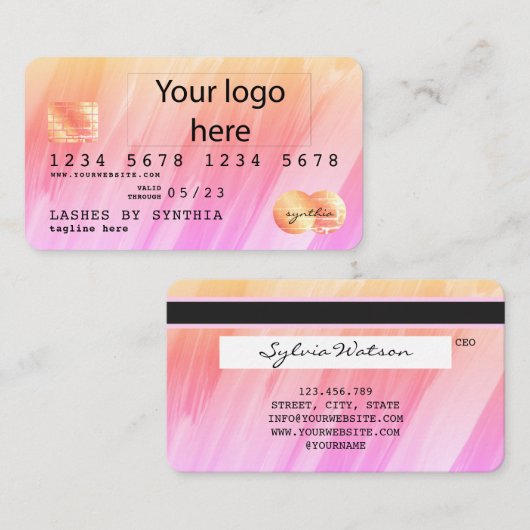 Kreditkarte Modernes Abstraktes Marmor Logo hinzuf Visitenkarte (Vorne/Hinten)