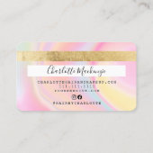 Kreditkarte rosa Regenbogen unicorn Marmor Monogra Visitenkarte (Rückseite)