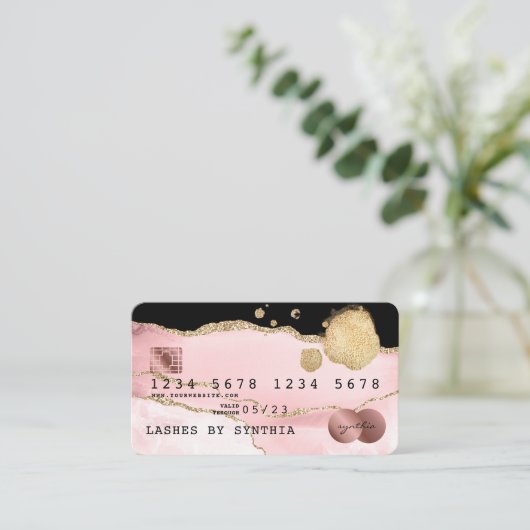 Kreditkarte Rosa rote Rose Gold Visitenkarte (Stehend Vorderseite)