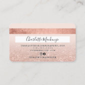 Kreditkarte Rose Gold Glitzer rot Rosa Monogramm Visitenkarte (Rückseite)
