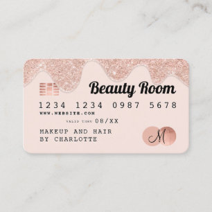 Kreditkarte Rose Gold Glitzer Tropfen Chic Schönh Visitenkarte