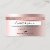 Kreditkarte Rose Gold Metallische Schönheitsmonogr Visitenkarte (Rückseite)