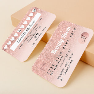 Kreditkarte Rose Gold rot Rosa Glitzer Loyalität Visitenkarte