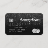 Kreditkarte Schönheit schwarzer Glitzer Monogramm Visitenkarte (Vorderseite)