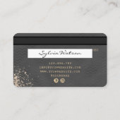 Kreditkarte schwarz Zickzack Visitenkarte (Rückseite)