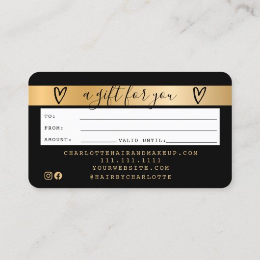Kreditkarte schwarze Goldfolie Geschenkkarte Visitenkarte (Rückseite)