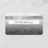 Kreditkarte schwarzer Glitzer Marmor chic Monogram Visitenkarte (Rückseite)