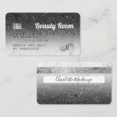 Kreditkarte schwarzer Glitzer Marmor Schönheitsmon Visitenkarte (Vorne/Hinten)