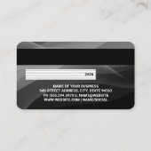 Kreditkarte | Schwarzer grauer Hintergrund Visitenkarte (Rückseite)