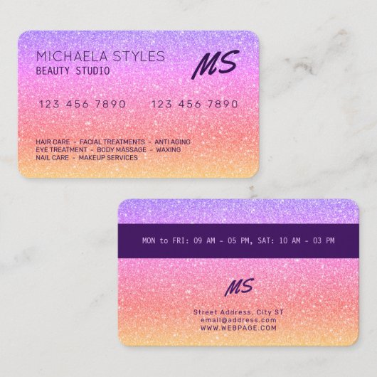 Kreditkarte sieht inspiriert funkelnd Farbton Visitenkarte (Vorne/Hinten)