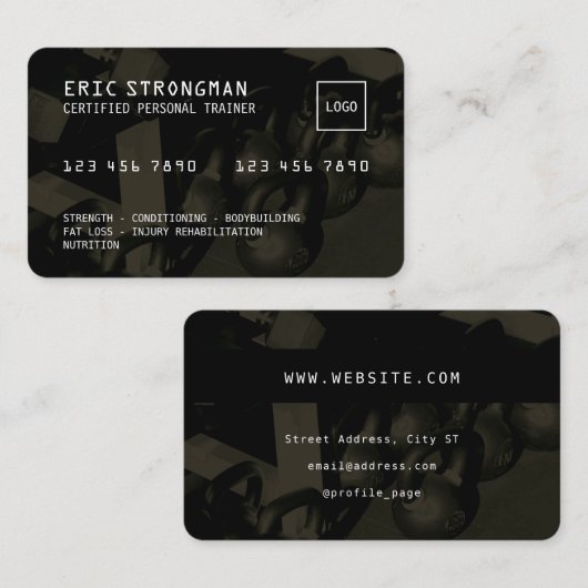 Kreditkarte sieht inspirierten Fitnessstil aus Visitenkarte (Vorne/Hinten)