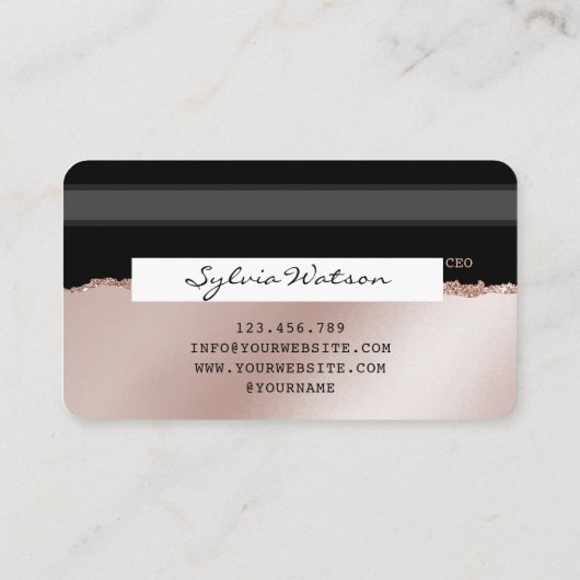 Kreditkarte Stil Rose Gold Haare Stylist Torn Papi Visitenkarte (Rückseite)
