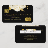 Kreditkarte Stilvoll Black Floral Gold Visitenkarte (Vorne/Hinten)