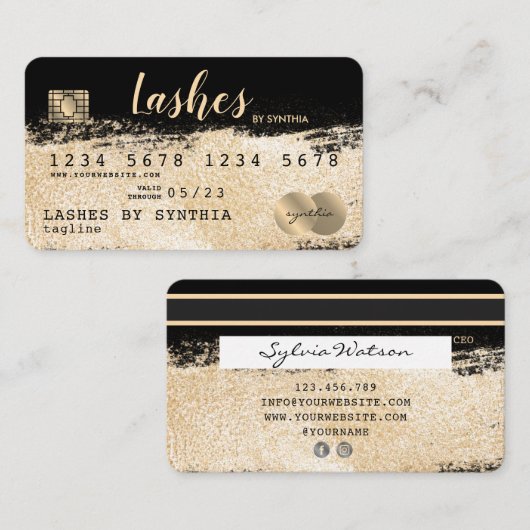Kreditkarte Stilvoll Gold Brush Ihren Namen hinzuf Visitenkarte (Vorne/Hinten)