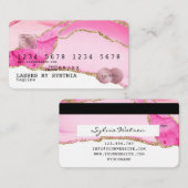 Kreditkarte Stilvoll rosa Agate Gold Makeup Visitenkarte (Vorne/Hinten)