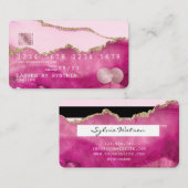 Kreditkarte Stilvoll rosa Agate Gold Makeup Visitenkarte (Vorne/Hinten)