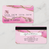 Kreditkarte Stilvoll rosa Agate Gold Makeup Visitenkarte (Vorne/Hinten)