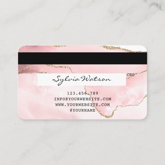 Kreditkarte Stilvoll rot rosa Agate Lashes Visitenkarte (Rückseite)