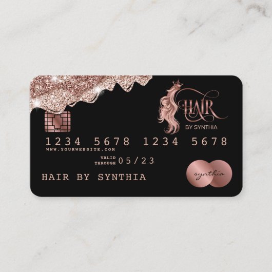Kreditkarte Stilvoll tropfende Rose Gold Hair Styl Visitenkarte (Vorderseite)