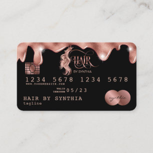 Kreditkarte Stilvoll tropfende Rose Gold Hair Styl Visitenkarte