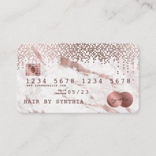 Kreditkarte Stilvolle Rose Gold Marmor und Confett Visitenkarte