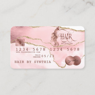 Kreditkarte Styling Rose Gold Agate Hair Stylist Visitenkarte