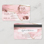 Kreditkarte Styling Rose Gold Agate Hair Stylist Visitenkarte (Vorne/Hinten)