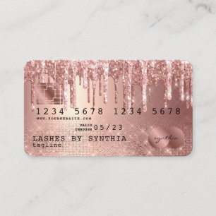 Kreditkarte Styling Rose Gold Glitzer Tropfen Visitenkarte