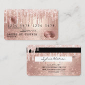 Kreditkarte Styling Rose Gold Glitzer Tropfen Visitenkarte (Vorne/Hinten)