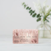 Kreditkarte Styling Rose Gold Glitzer Tropfen Visitenkarte (Stehend Vorderseite)