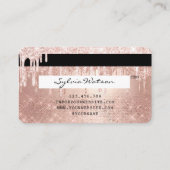 Kreditkarte Styling Rose Gold Glitzer Tropfen Visitenkarte (Rückseite)